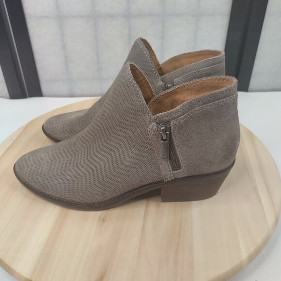 Lucky Brand Suede Booties Double Zipper Gray Women US 7 - Picture 2 of 9